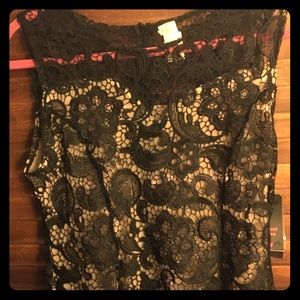 Black lace dress with nude underlay